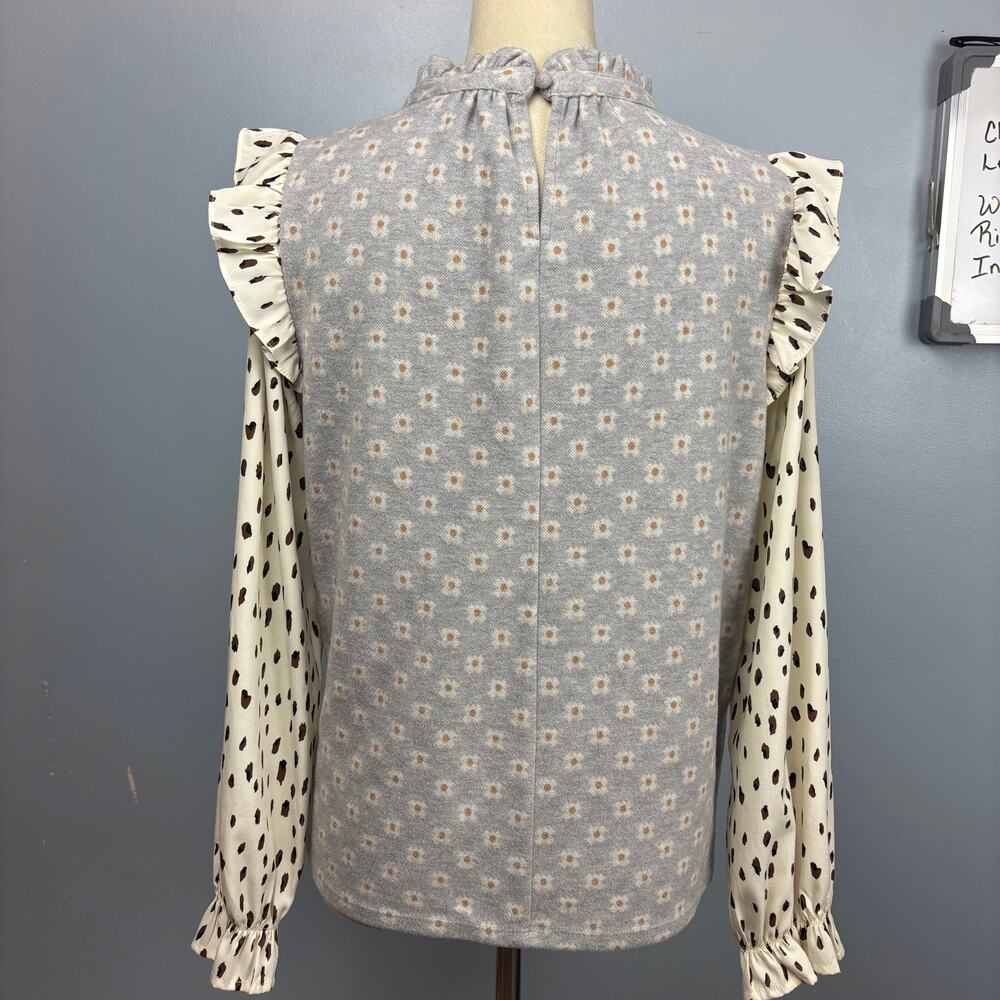 Thml Mixed Print Geometric Pattern Long Sleeve Ru… - image 2